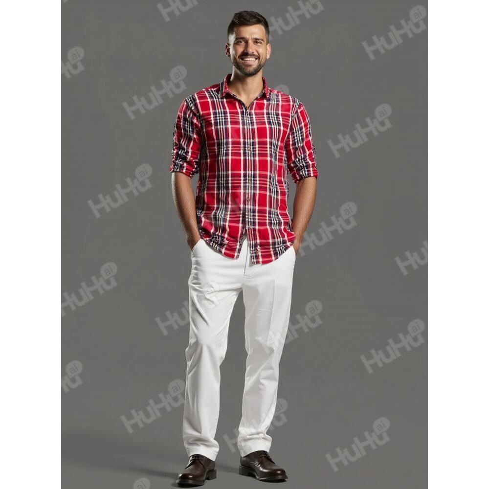 Carhartt Mens Relaxed Fit Plaid Short Sleeve Button Down Shirt Red XL